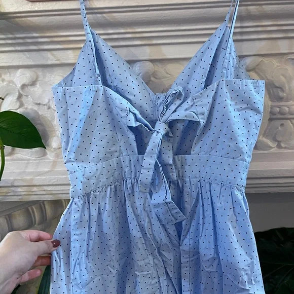 Pastel blue coquette style summer dress | polka dot - Picture 4 of 5